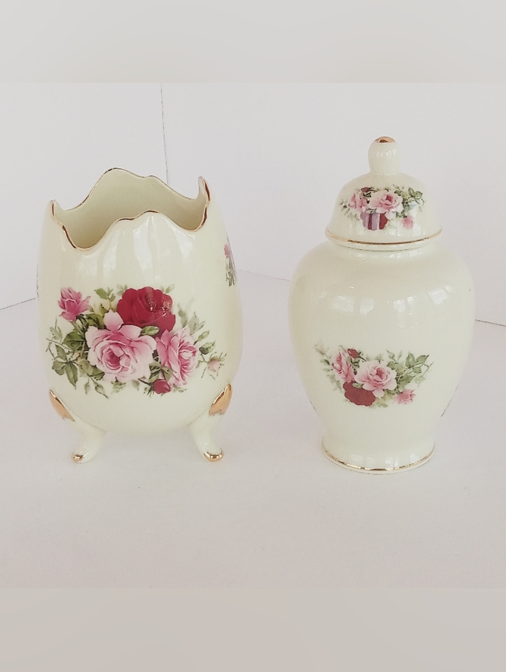 Formalities by Baum Bros Egg Vase & Ginger Jar Victorian Rose